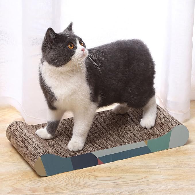 Cat Scratch Board, Bone-Shaped Design cat Scratch pad, Brown Corrugated Cardboard, pet cat Toy, Reversible cat Scratch Toy (2pcs)