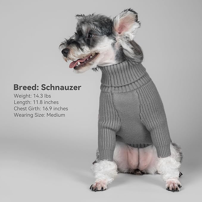 cyeollo 4XL Dog Sweater,Knitwear Pullover Sweaters Turtleneck Fall Winter Dog Clothes for Giant Breed Sweaters for Large Dogs Male, Grey XXXXL