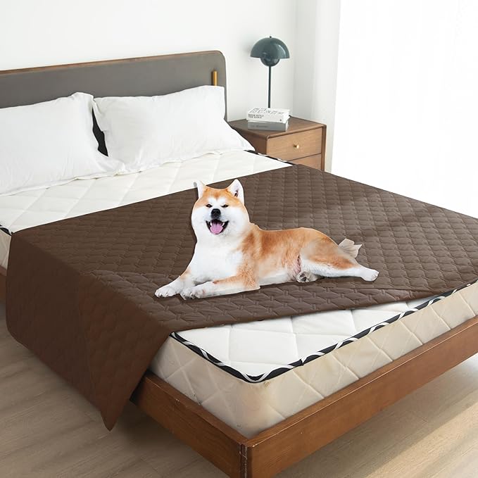 gogobunny 3X Stronger Waterproof Pet Blanket, Scratch Proof Furniture Protector for Dogs Cats, Reversible Cover 82x82 Inch, Dark Chocolate