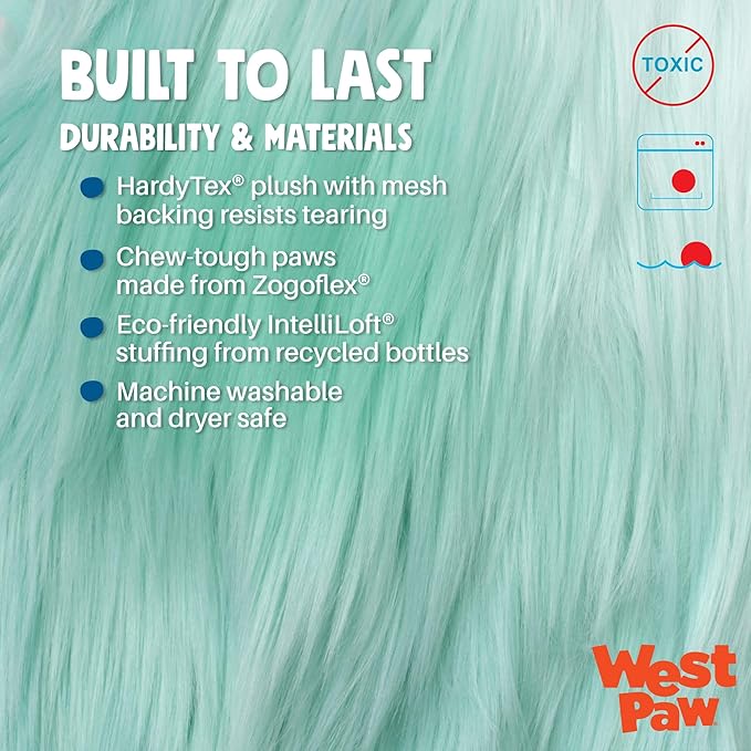 WEST PAW Rowdies Bjorn Durable Plush Dog Toy with Reinforced Seams Chew Resistant Design and Interactive Squeaker for Playtime Indoors or Outdoors Bundle for Dogs Who Deserve The Best - Seafoam