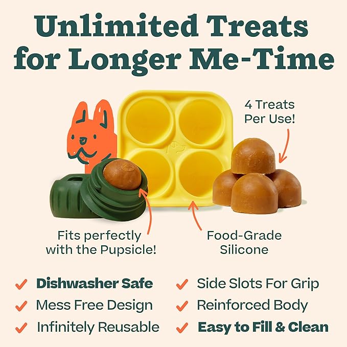 WOOF Pupsicle and Treat Tray - Long-Lasting Interactive Dog Toys and Silicone Dog Treat Mold - Keep Your Pup Busy - Easy to Clean - Dog Toys for Small Dogs 10-25 lbs
