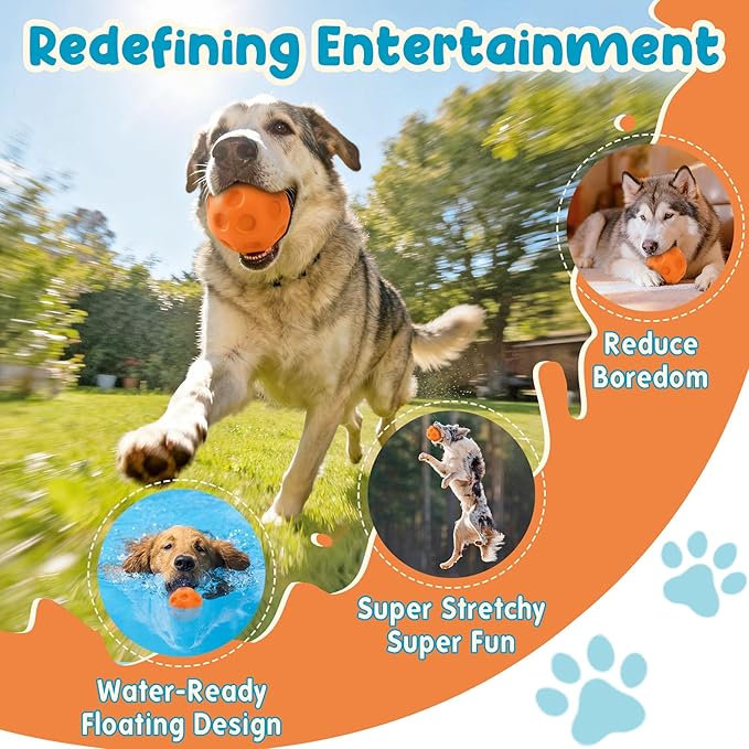 KIPRITII 3 Pack Dog Toys for Aggressive Chewers–High Bounce & Floating Rubber Balls,Dog Chew Toys for Medium & Large Breed Dogs