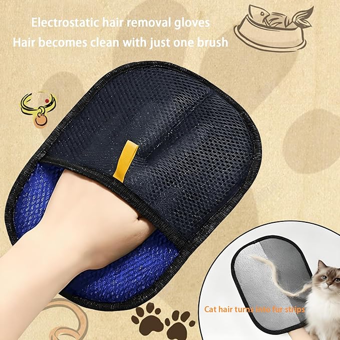 Pet Hair Remover Glove, 3PCS Cat Dog Hair Remover, Magic Electrostatic Pet Hair Brush Glove, Reusable Pet Hair Removal Tool for Furniture, Clothes, Couch, Bed, Carpet, Car Seat