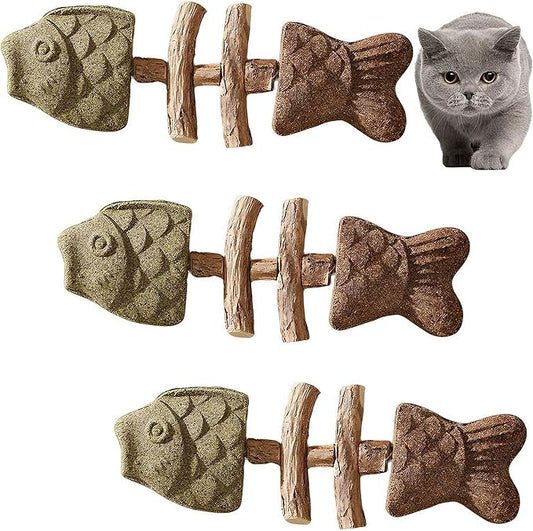 Purrident - Fix Cat Dental Health - Natural Dental Chew for Cats, Fishbone Shape Cat Teething Toy with Catnip, Durable Feline Tooth Care Tool for Indoor & Adult Cats (3CPS-C)