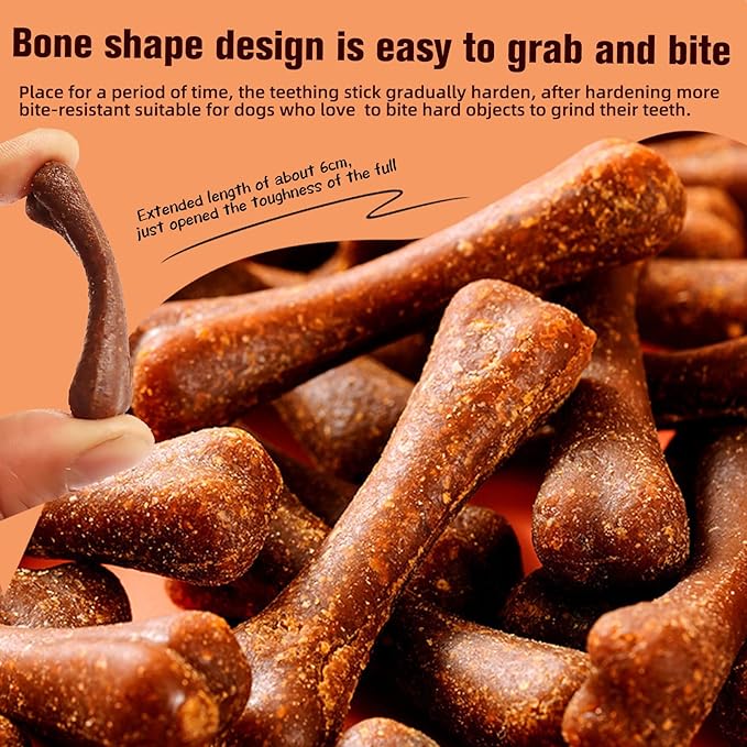 Dental Chew Bone Sticks for Dogs - Beef Flavor Teeth Cleaning Treats, Chew Toy for Small to Medium Dogs, Healthy Teeth Cleaning Treats (S, Beef)