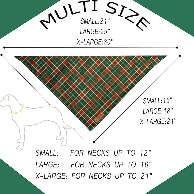 Realeaf Christmas Dog Bandanas 2 Packs, Reversible Red Green Plaid Dog Scarf, Xmas Pet Bandana for Boy and Girl, Premium Durable Fabric, Holiday Check Bandana for Medium and Large Dogs Pets (Large)