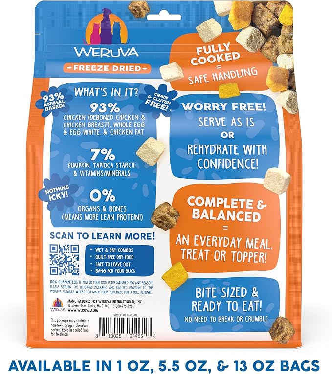 Weruva Dog Freeze Dried, Feeling Farmy with Chicken Breast, Egg & Pumpkin, 13oz Bag