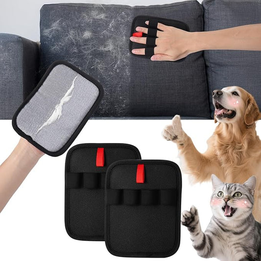 2PCS Pet Hair Removal Glove - Reusable Pet Hair Remover Glove for Cats & Dogs, Electrostatic Gloves Pet Hair Remover for Couch, Carpet, Furniture, Car, Bedding, Easy Cleaning & Grooming Tool (Small)