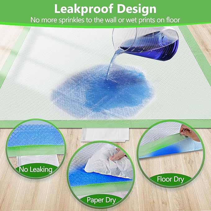 Gimars XXL 30“x36” Thicken 6 Layers Ultra Absorbency Dog Pee Pad Extra Large 3S Quick Dry Leakproof Disposable Urine Pads for Dogs, Cats, Rabbits Pets Green