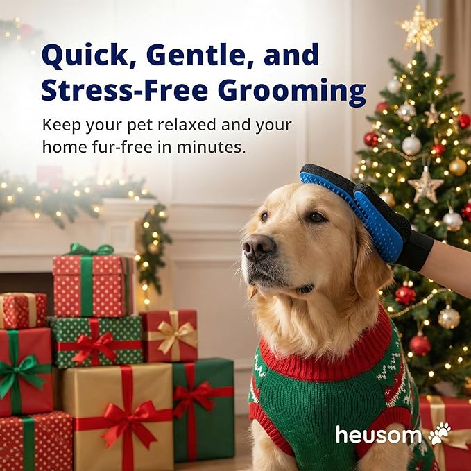 Silent Groom Pro Grooming Glove for Dogs, Cats, Rabbits & Horses | 2-in-1 Pet Brush & Deshedding Tool | Gentle Bathing & Cleaning for Long & Short Hair | Grooming Supplies for Pet Fur Control