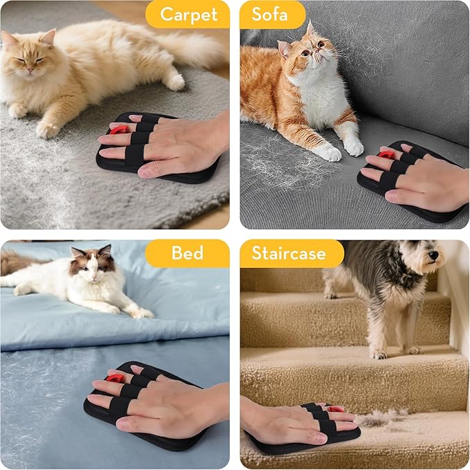 2PCS Pet Hair Removal Glove - Reusable Pet Hair Remover Glove for Cats & Dogs, Electrostatic Gloves Pet Hair Remover for Couch, Carpet, Furniture, Car, Bedding, Easy Cleaning & Grooming Tool (Small)