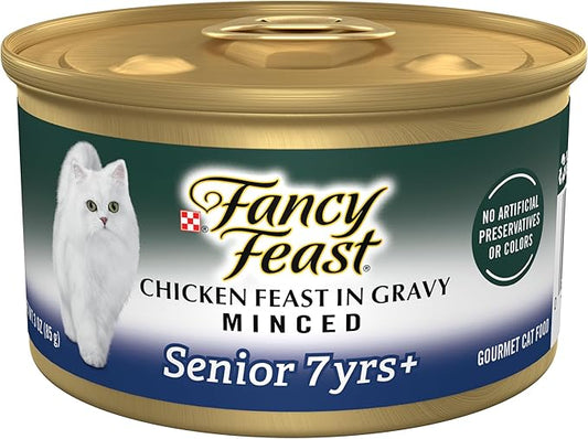 Purina Fancy Feast Senior Wet Cat Food 7 Years Plus Chicken Feast in Gravy Minced - (Pack of 24) 3 oz. Cans