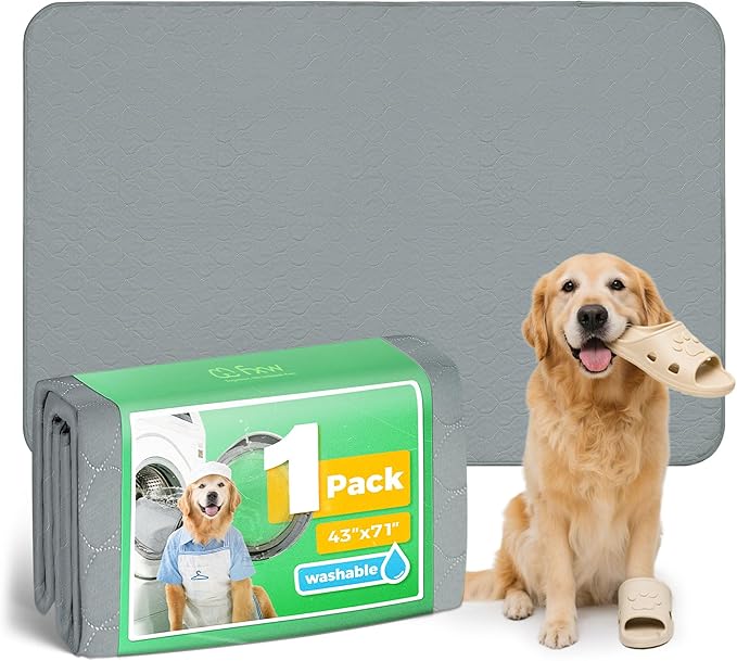 FXW Washable Pee Pads for Dogs, Puppy Pads with Super Absorbent, Specifically Designed for FXW Rollick/Homeplus 32inch 6 Panels Dog Playpen, 43" x 71" Rectangle, Gray, 1 Pack