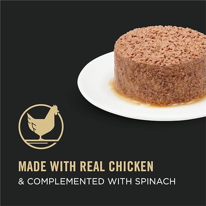 Purina Pro Plan Grain Free Pate Wet Cat Food, COMPLETE ESSENTIALS Chicken & Spinach Entree Classic - (Pack of 24) 3 oz. Pull-Top Cans