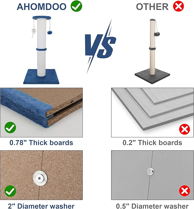 Cat Scratching Post 34 Inches Heavy Duty and Thicker Cat Scratching Post Sisal Rope with Hanging Ball and Mice Scratching Post for Indoor Cats and Adult(Navy Blue)