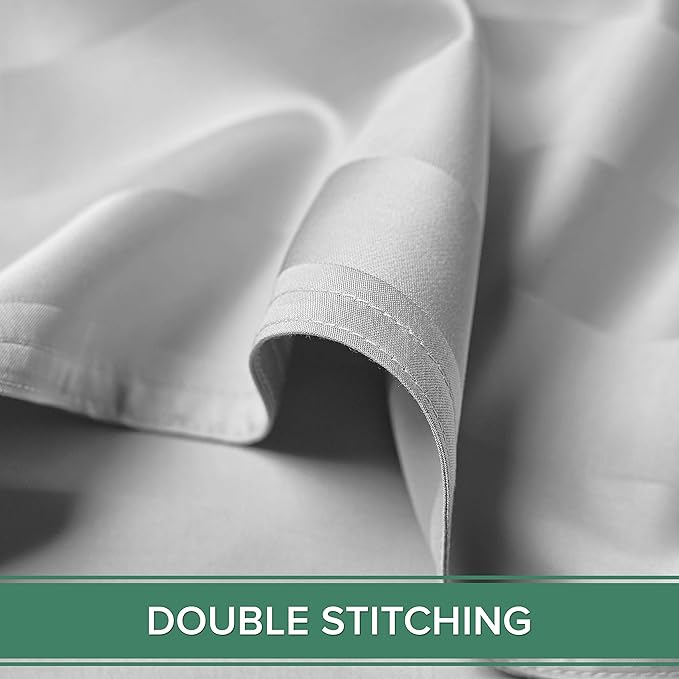 Pure Bamboo Queen Sheets, Genuine 100% Organic Viscose Derived from Bamboo Bed Sheet Set, Luxuriously Soft & Cooling, Double Stitching, 2 Year Quality Promise (Queen, Jacquard White)