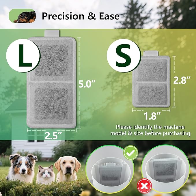 12 Pack Cat Water Fountain Filter Replacement Compatible with PetSafe Whisker City Automatic Pet Fountain, Small and Large Size Pet Water Fountain Replacement Filters(Large)