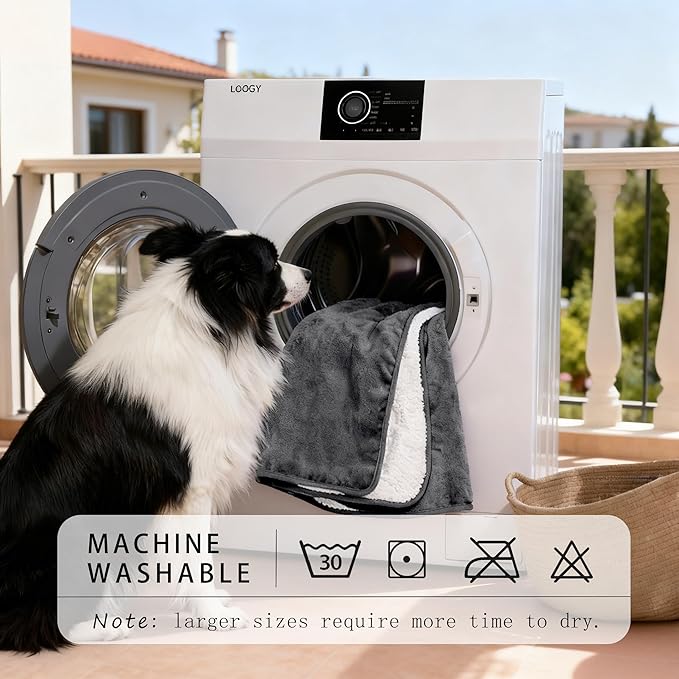 Smiry Waterproof Dog Bed Blanket, Leakproof Pet Throw Blanket for Bed Couch Sofa, Reversible Sherpa Fleece Furniture Protector Cover for Small Medium Large Dogs Cats (Dark Grey, 32x40 inches)