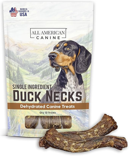 12 Natural Duck Neck Dog Treats – Single Ingredient, Dehydrated & Chewy – Low-Fat, High-Protein Training Reward – Made in USA