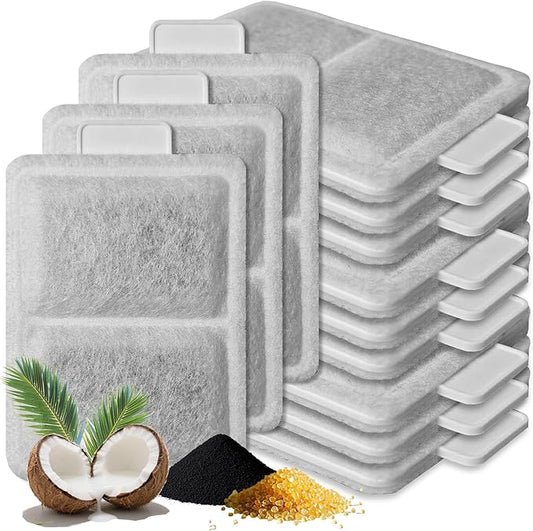 12 Pack Cat Water Fountain Filter Replacement Compatible With PetSafe Whisker City Automatic Pet Fountain, Small and Large Size Pet Water Fountain Replacement Filters(Small)