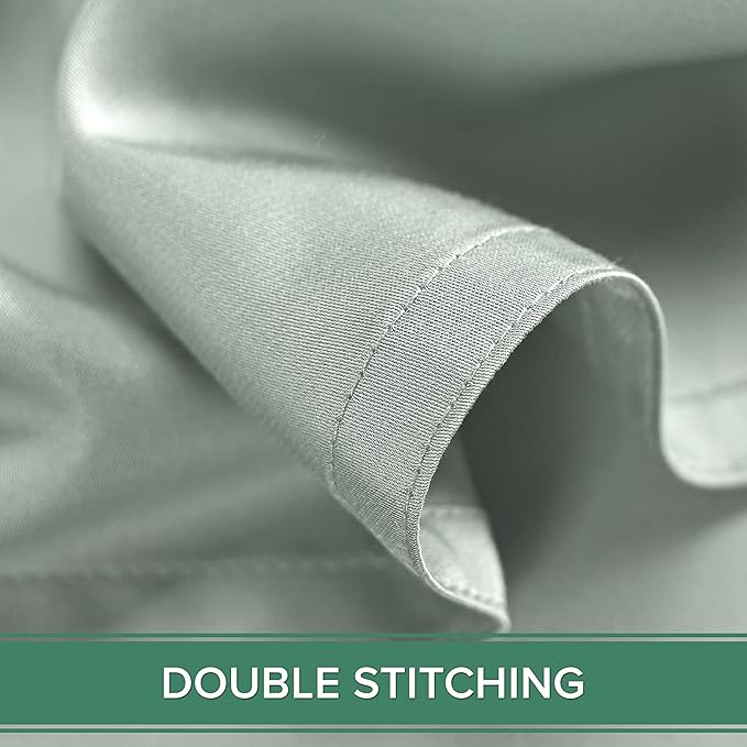 Pure Bamboo Split King Sheets, Genuine 100% Organic Viscose Derived from Bamboo Bed Sheet Set, Soft & Cooling, Double Stitching, 2 Fitted Sheets (Split King, Sea Glass)