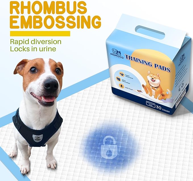 MoMoCo Potty Pads 22"x22", 30 Count – Puppy Training Pads, Leak-Proof & Super Absorbent, Disposable Pads for Dogs, Cats & Rabbits