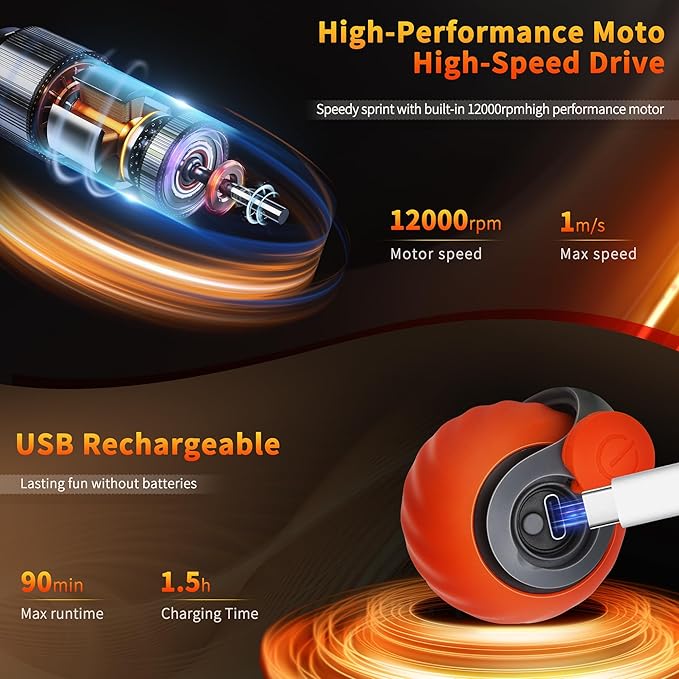 Interactive Cat Toy Ball-Motion-Activated Rolling Toy with 2 Feather Tails, 2 Speeds, USB Rechargeable, Smart Indoor Cat Toys to Keep Cats Active, Happy and Entertained (Orange)