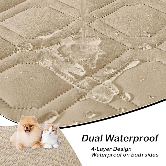 hyha Waterproof Dog Bed Blanket, Soft Pet Blankets, Waterproof Couch Cover for Dogs, Reversible Sofa Covers Washable for Furniture (40x70 Inch, Taupe/Beige)