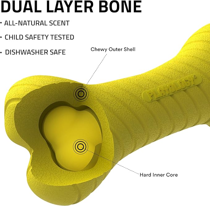Playology Dog Toys | Dual Layer Bone Durable Chew Toy Bone for Dogs | Jumbo Chicken Scented Toy - Easy to Clean and Made from Non Toxic Materials