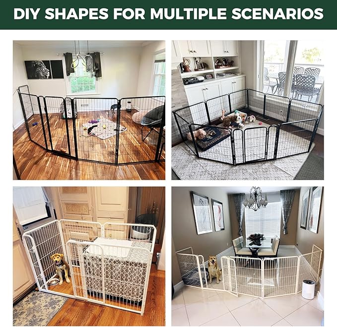 FXW Homeplus Unleashed Indoor Dog Playpen - Stress-Free and Safe Play, Heavy Duty 40 Inch 6 Panels Dog Pen for Medium and Large Dogs, White│Patented