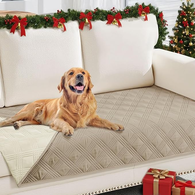 hyha Waterproof Dog Blanket, Reversible Pet Bed Blanket, Soft Sofa Couch Cover for Dogs Washable, Waterproof Pet Couch Covers for Sofa Puppy Cats Furniture Protector(30"x70", Taupe/Beige)