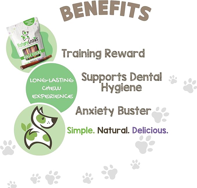 Nature Gnaws Bully Sticks for Dogs 11-12" (8oz) - Mixed Thickness - Long Lasting for Aggressive Chewers and Large Dogs - Natural Beef Dog Chew Bones