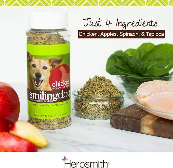 Herbsmith Kibble Seasoning – Freeze Dried Chicken - Dog Food Topper for Picky Eaters - 3 oz