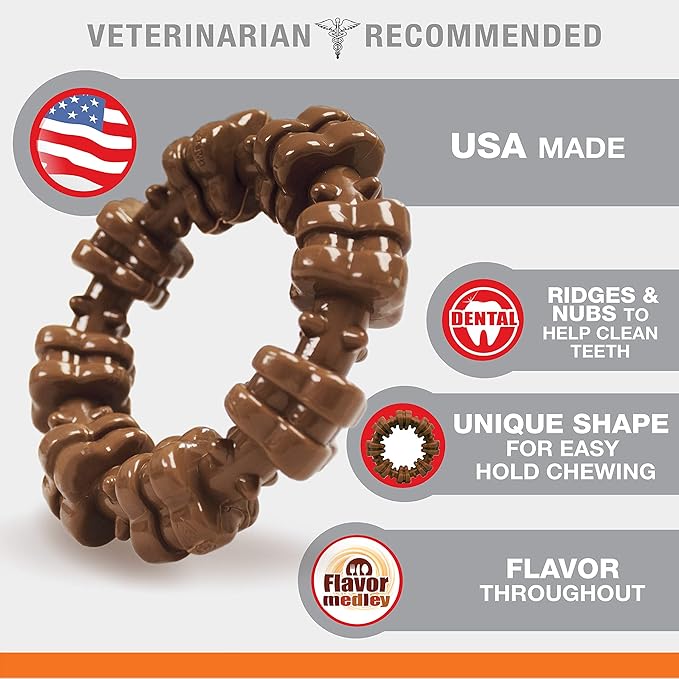 Nylabone Textured Ring Power Chew Toy for Small Dogs, Tough Dog Toys Durable Design for Aggressive Chewers, Best Dog Boredom Toys, Flavor Medley, Small - Up to 25 lbs (1 Count)