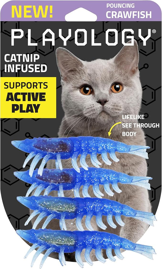 Playology Cat Toys | Catnip Toy Crawfish (Value 4-Pack) Cat Toys for Indoor Cats | Toy Made from Non Toxic Materials