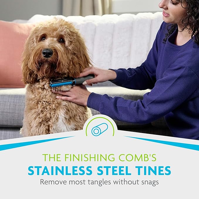 FURminator 2-in-1 Doodle Grooming Tool for Dogs, 1 Count, Dematting Tool with Comb for Mats, Tangles & Maintenance on Curly, Long, Silky & Wiry Coats