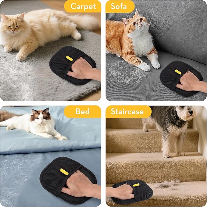 Mity rain 2PCS Pet Hair Removal Glove, Reusable Magical Brush Pet Hair for Cats & Dogs, Electrostatic Pet Hair Remover for Laundry, Carpet, Furniture, Car, Bedding, Easy Cleaning & Grooming Tool
