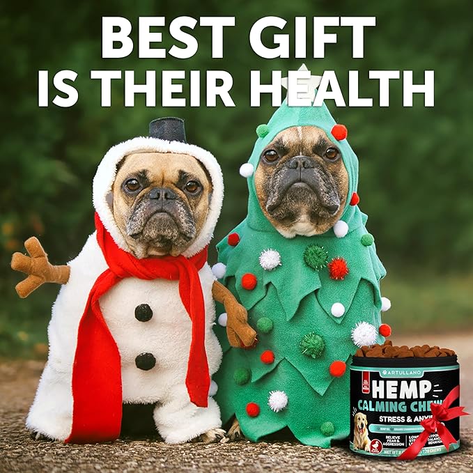 Hemp Calming Chews for Dogs - Dog Calming Chews - Dog Anxiety Relief Treats with Hemp Oil, Turmeric, Valerian, Ginger - Health and Wellness Supplements for Dogs - Hip and Joint Support - 120 Treats