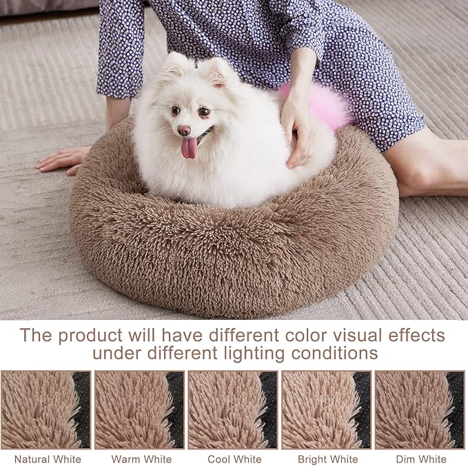 MIXJOY Orthopedic Dog Bed Comfortable Donut Cuddler Round Dog Bed Ultra Soft Washable Dog and Cat Cushion Bed (20''/23''/30''/36'') (36''x36'', Brown)
