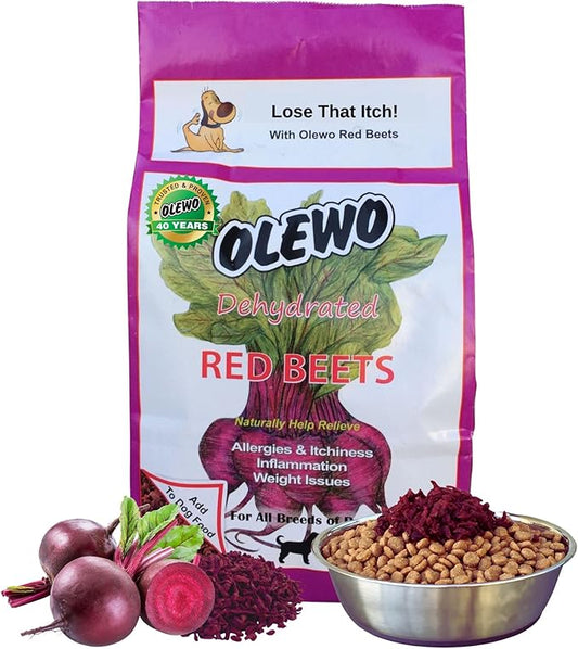 Olewo Original Red Beets for Dogs – Natural Skin & Coat Dog Food Topper, Anti Itch, Dehydrated Vegetables, Whole Food Supplements & Vitamins, Fiber for Dogs, 5.5 lbs