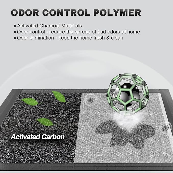 Charcoal Puppy Pads 28x34 Inches Extra Large Dog Pee Pads Odor-Control & Leak-Proof Disposable Pet Training Edge-Wrapping Thicken Potty Pad for Dogs, Cats, Rabbits (50 Pieces)