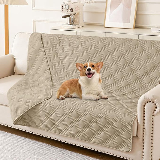 hyha Waterproof Dog Blanket, Reversible Pet Bed Blanket, Soft Sofa Couch Cover for Dogs Washable, Waterproof Pet Couch Covers for Sofa Puppy Cats Furniture Protector(68"x82", Taupe/Taupe)