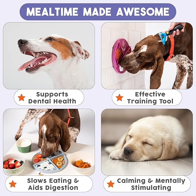 Awoo Paradise Silicone Dog & Cat Lick Mat & Slow Feeder with Suction Cups, Non-Slip, Dishwasher Safe, Extend Mealtime, Reduce Anxiety (Sky)