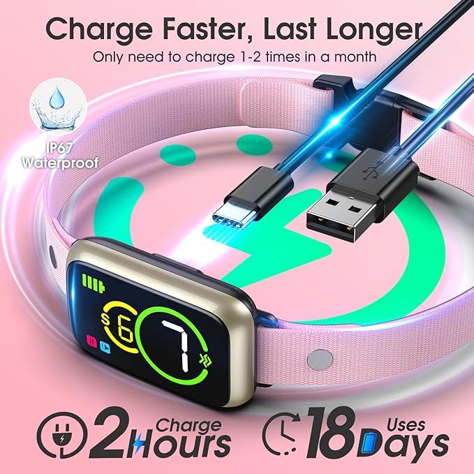 1S Stop Barking Smart Dog Bark Collar, Humane Anti Barking Device with Beep & Vibration, 7 Adjustable Sensitivity, Ultra-Light Bark Collar for Small Medium Large Dogs IP67 Waterproof Indoor Outdoor