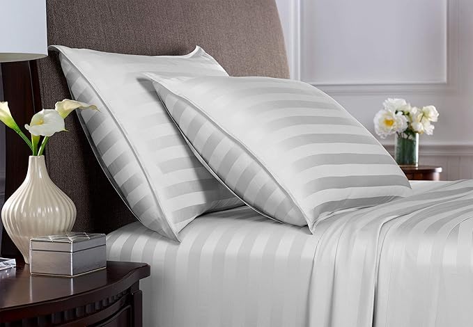 Pure Bamboo King Sheets, Genuine 100% Organic Viscose Derived from Bamboo Bed Sheet Set, Luxuriously Soft & Cooling, Double Stitching, 2 Year Quality Promise (King, Jacquard White)