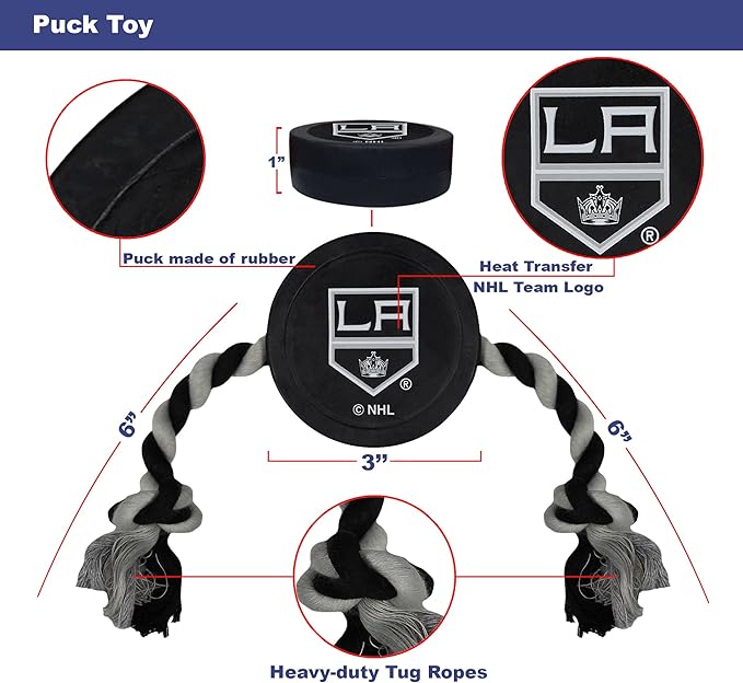 Pets First NHL Los Angeles Kings Puck Toy for Dogs & Cats. Play Hockey with Your Pet with This Licensed Dog Tough Toy Reward!