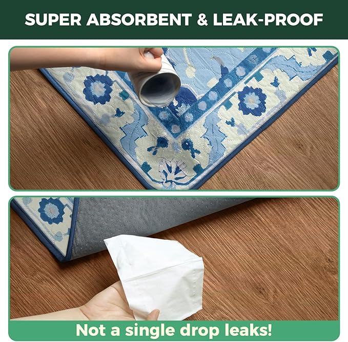 FXW Washable Pee Pads for Dogs, Puppy Pads with Super Absorbent, Specifically Designed for 36inch Cages, 23" x 35" Rectangle, Boho Blue, 2 Packs