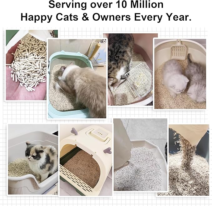 FUKUMARU Tofu Cat Litter, Strong Clumping Cat Litter Pellets, Effective Odor Control, Ultra Absorbent, Dust Free, Natural, Lightweight, Low Tracking, White Tea, 6lb x 3 Bags