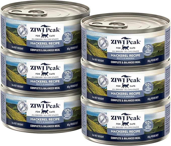 ZIWI Peak Wet Cat Food – All Natural, High Protein, Grain Free, Limited Ingredient, with Superfoods (Mackerel, Case of 6, 3oz Cans)