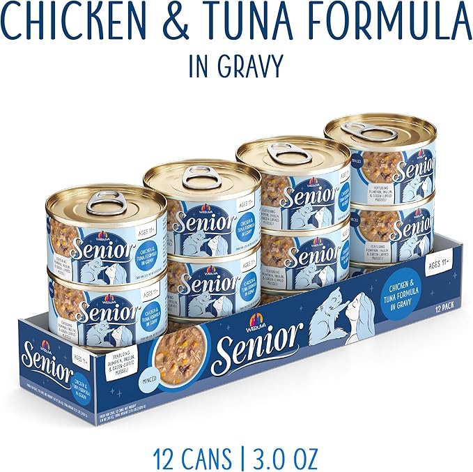 Weruva Senior Cat Food, Chicken and Tuna in Gravy, 3oz Can, Pack of 12